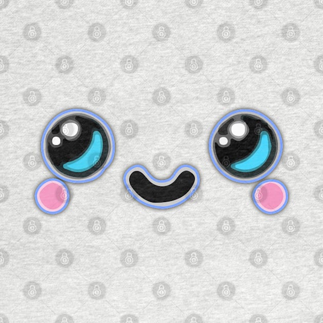 Kawaii Cute blue eye content face by kamdesigns